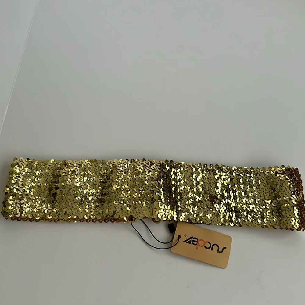 NWT Gold Sequin Stretchy Belt